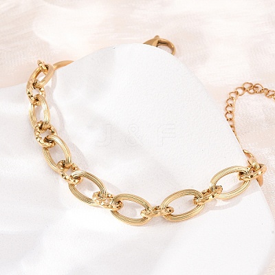 8MM 304 Stainless Oval Link Chain Bracelets SA-CBA725A-27G-1