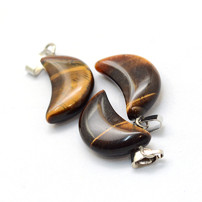 Moon Natural Tiger Eye Pendants G-Q369-07-1