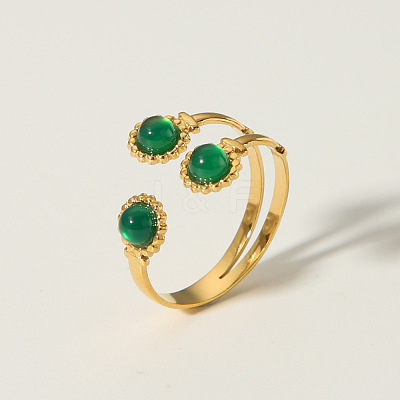 French Style Natural Green Aventurine Ring WW7932-2-1