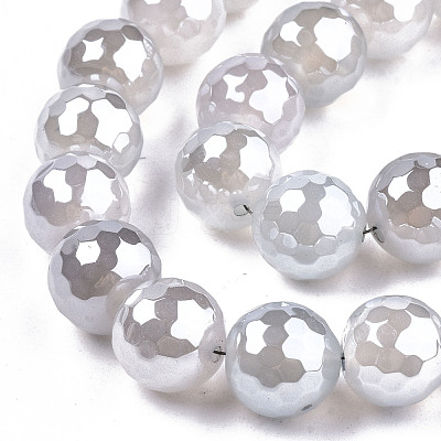 Electroplate Natural Agate Beads Strands G-T131-55-28-1