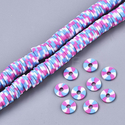 Handmade Polymer Clay Beads Strands X-CLAY-R091-8mm-01-1