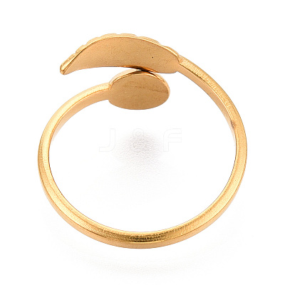 Leaf 304 Stainless Steel Cuff Ring Components STAS-T066-39G-1