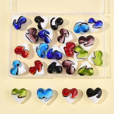 24Pcs 6 Colors Handmade Lampwork Beads LAMP-FS0001-35-1