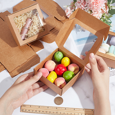 Square Foldable Creative Kraft Paper Box CON-WH0089-20C-1
