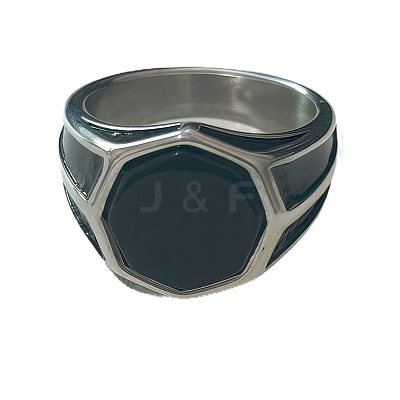 304 Stainless Steel with Glass Finger Rings for Men FS-WGAAEBE-10-1