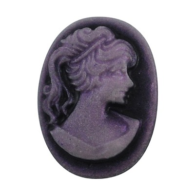 Lady's Head Portrait Flat Oval Violet Resin Cabochons X-RB021-1