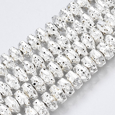 Electroplated Natural Lava Rock Beads Strands G-T114-66S-1
