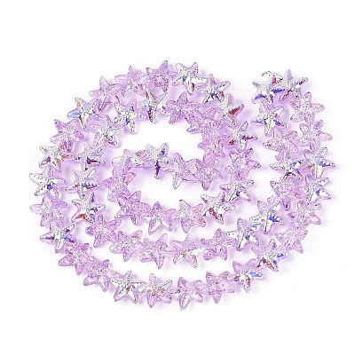 Electroplate Transparent Glass Beads Strands EGLA-Q136-01A-12-1