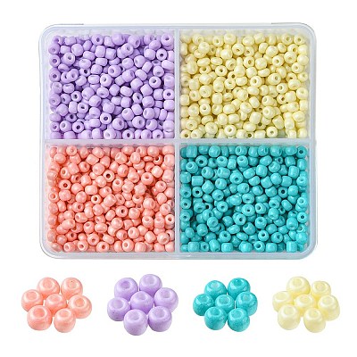 800Pcs 4 Styles Mixed Styles 8/0 Glass Round Seed Beads SEED-FS0001-18C-1