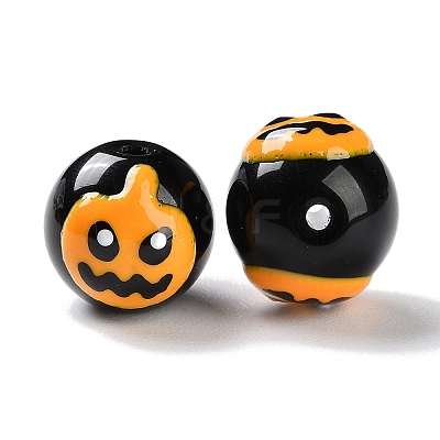 Halloween Themed Baking Paint Glass Beads Strands LAMP-L078-001B-1