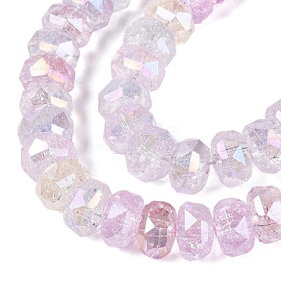 Electroplate Transparent Crackle Glass Beads Strands EGLA-Q135-01A-B01-1