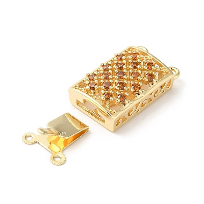 Brass Micro Pave Cubic Zirconia Box Clasps KK-F862-32G-01-1