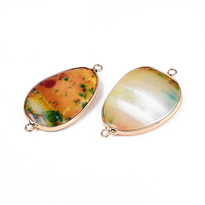 Brass Pave Dyed Natural Agate Connector Charms G-T139-97-1