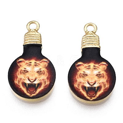 Printed Alloy Enamel Pendants ENAM-N056-178-02-1
