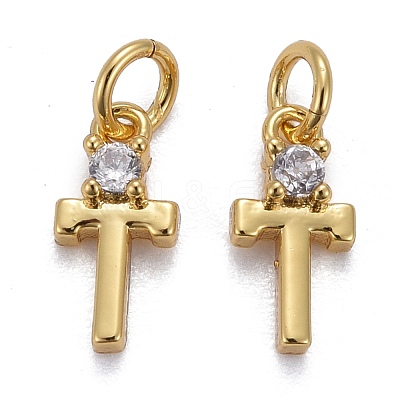 Brass Micro Pave Clear Cubic Zirconia Pendants ZIRC-Z011-35T-1