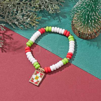 Handmade Polymer Clay Bead Stretch Bracelets for Women BJEW-MZ00042-02-1