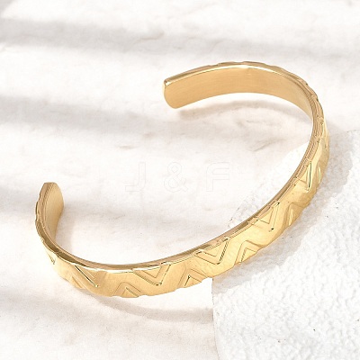304 Stainless Steel Cuff Bangles for Women Men BJEW-H644-05G-1