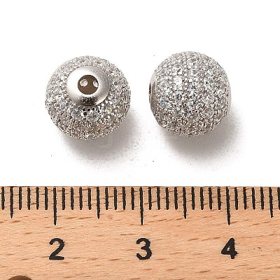 Rhodium Plated 925 Sterling Silver Micro Pave Cubic Zirconia Beads STER-H110-24C-01P-1