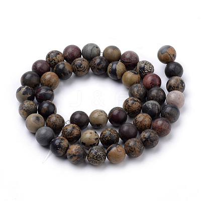 Natural Dendritic Jasper Beads Strands G-S259-10-6mm-1