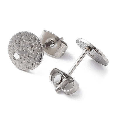 Non-Tarnish 201 Stainless Steel Flat Round Stud Earring Findings STAS-K259-18B-P-1