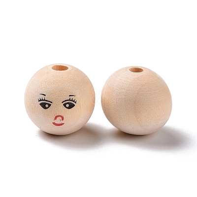 Printed Wood European Beads WOOD-C001-03A-03-1