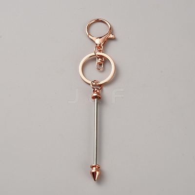 Zinc Alloy Bar Beadable Keychains Clasps KEYC-WH0030-86RG-1