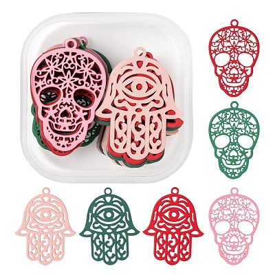 36Pcs 2 Style 430 Stainless Steel Filigree Pendants STAS-LS0001-83-1