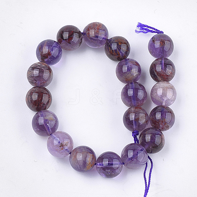 Natural Purple Phantom Quartz Purple Lodolite Quartz Beads Strands G-S333-12mm-030-01-1