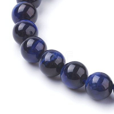 Natural Blue Tiger Eye Beads Strands X-G-G099-8mm-13-1