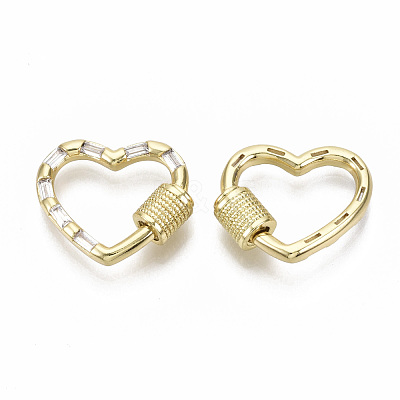 Brass Micro Pave Cubic Zirconia Screw Carabiner Lock Charms KK-N227-27G-01-NF-1