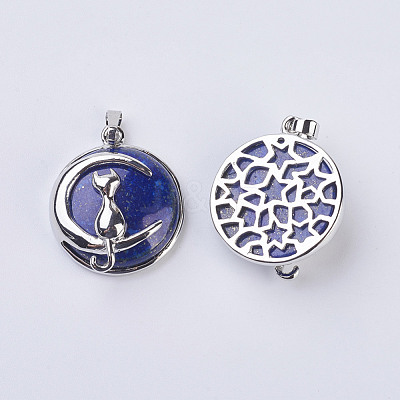 Natural Lapis Lazuli Kitten Pendants G-K234-D15-1