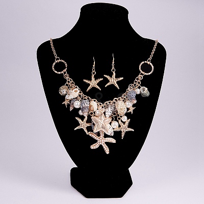 Trendy Starfish and Conch Jewelry Sets SJEW-PH0001-02G-1
