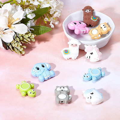 10Pcs 10 Style Silicone Beads SIL-SC0001-04-1