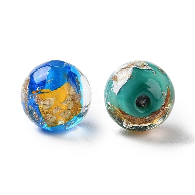 Handmade Gold & Silver Foil Lampwork Beads GLAA-G107-07B-15-1