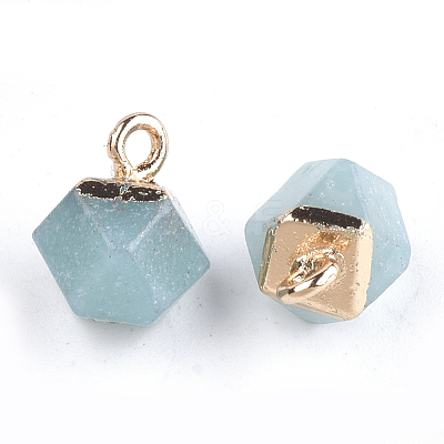 Electroplate Natural Amazonite Star Cut Round Charms G-S344-08F-1