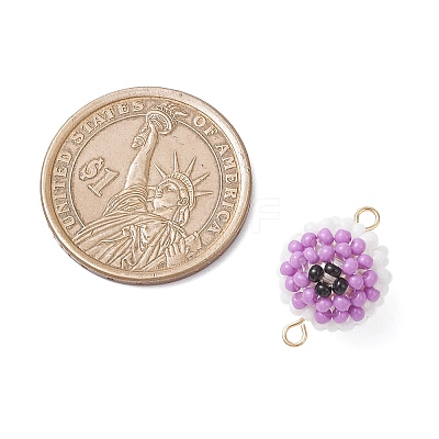 7Pcs 7 Colors Halloween Glass Peal & Glass Seed Beaded Round Eye Links Connector Charms PALLOY-MZ00948-1