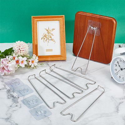 Stainless Steel Desktop Photo Frame Stands AJEW-WH0695-013P-1