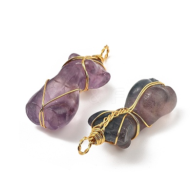 Natural Fluorite Pendants G-K338-30G-01-1
