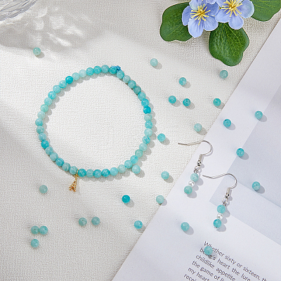 2 Strands Natural Amazonite Round Beads Strands G-HY0001-22-1