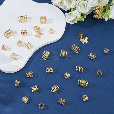 180Pcs 6 Styles Iron & Alloy Dreadlocks Beads Hair Decoration FIND-SC0020-47-1