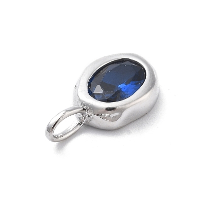 925 Sterling Silver Cubic Zirconia Oval Charms STER-S006-01S-I-1