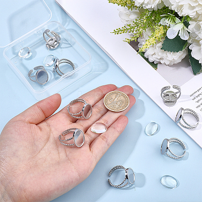 DIY Oval Finger Rings Making Kit DIY-BBC0003-15P-1