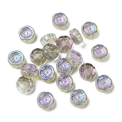 20Pcs Half Rainbow Plated Electroplate Glass Transparent Beads EGLA-YW0005-19B-1