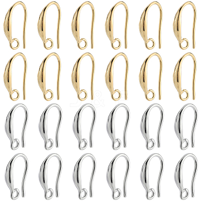 24 Pairs 2 Colors Brass Earring Hooks KK-SP0001-41-1
