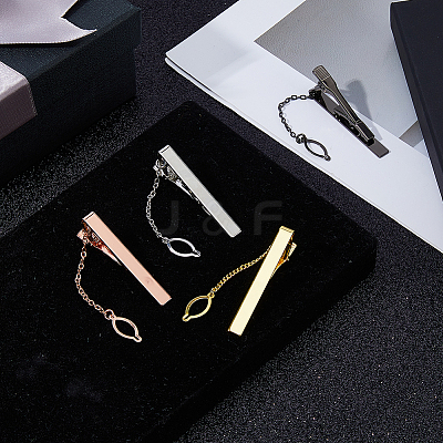 4Pcs 4 Colors 201 Stainless Steel Tie Bar for Men JEWB-FH0002-69-1