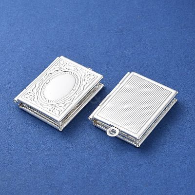 Rack Plating Brass Locket Pendants KK-F090-04S-1