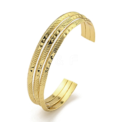 PVD Vacuum Plating 202 Stainless Steel Multi-strand Open Cuff Bangles for Women BJEW-M317-07A-G-1