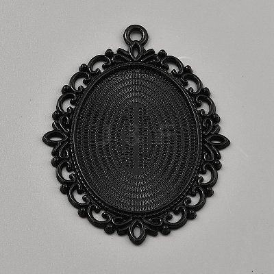 Oval Alloy Cabochon Pendants Settings Making DIY-WH20002-21B-1