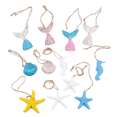 Hanging Resin Pendant Decorations AJEW-GA0003-71-1