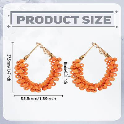 1 Pair Alloy Glass Seed Beads Hoop Earrings EJEW-LP0003-65G-1